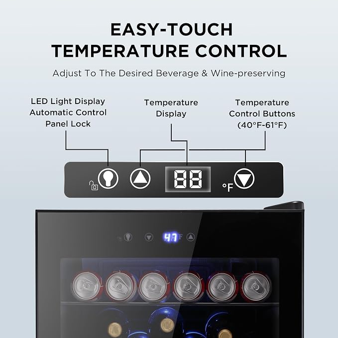4.4 Cu.ft Beverage Refrigerator Cooler, 145 Can Mini Fridge Glass Door with Adjustable Shelves, Digital Temperature Display, Freestanding Small Drink Fridge for Home, Office or Bar(Black) - Image 3