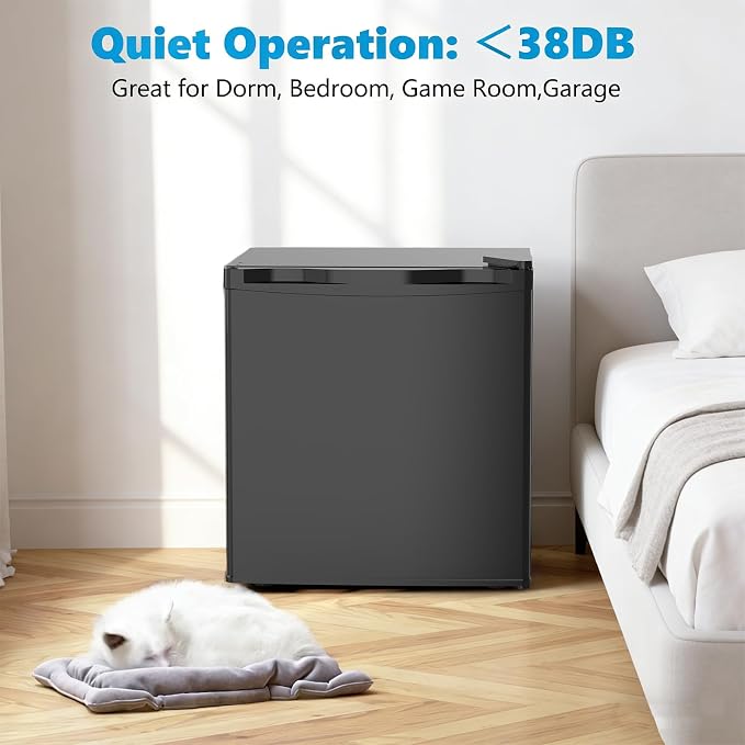 Antarctic Star Mini Fridge with Freezer, Rated 1.6 cu.ft, Small Upright Refrigerator with Removable Shelves, 7 Adjustable Thermostat, Low Noise for Bedroom/Apartment/Office, - Image 8