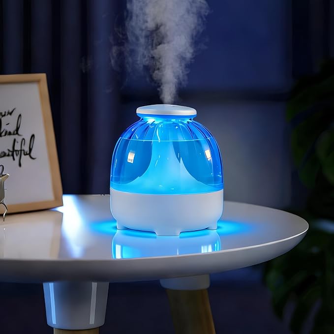 650ml USB Humidifiers for Bedroom Cool Mist Humidifier Quiet Air Humidifiers USB humidifiers for Living Room Home Office,2 Mist Modes,Night Light White by Diffuserlove