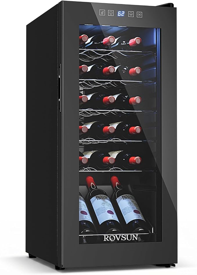 ROVSUN 18 Bottle Wine Fridge, Freestanding Compressor Wine Cooler Refrigerator, Beverage Wine Chiller with Digital Temperature Control & Double-layer Glass Door for Red White Wine, Champagne, Beer by ROVSUN
