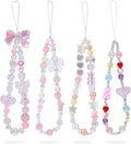 Pink Beaded Phone Wrist Straps, Y2K Phone Case Charms Camera Charm Strap by Unknown