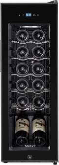 Mini Wine Fridge, 12 Bottle Compressor Wine Cooler Refrigerator, Freestanding Wine Cellar For Red&White Wine, Digital Temperature Control, Removable Shelves, Glass Door by MZAVP