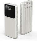 RONEGN Portable Charger with Built in Cable - Power Bank Fast Charging USB C LED Display 10000mah Battery Pack 5 Outputs & 3 Inputs for Travel Essentials iPhone Samsung Android Phones Tablets Grey by RONEGN