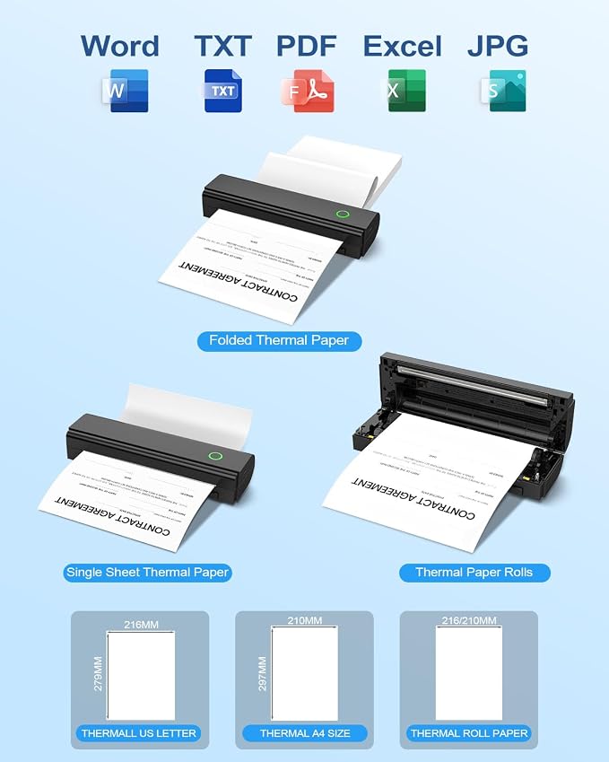 Portable Printers Wireless for Travel, Inkless Mobile Printer Work - Image 4