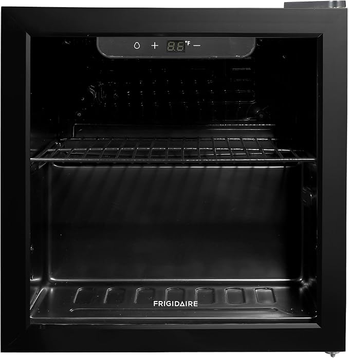 FRIGIDAIRE 12-Bottle Cooler, 1.2 Cu. Ft. Glass Door Beverage Refrigerator, Digital Display Mini Fridge with Touch Controls, Adjustable Shelves, LED Lighting & Quiet Compressor Cooling - Image 7
