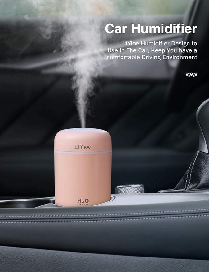 Colorful Cool Mini Humidifier, USB Personal Desktop Humidifier for Car, Office Room, Bedroom,etc. Auto Shut-Off, 2 Mist Modes, Super Quiet. (Pink) - Image 4