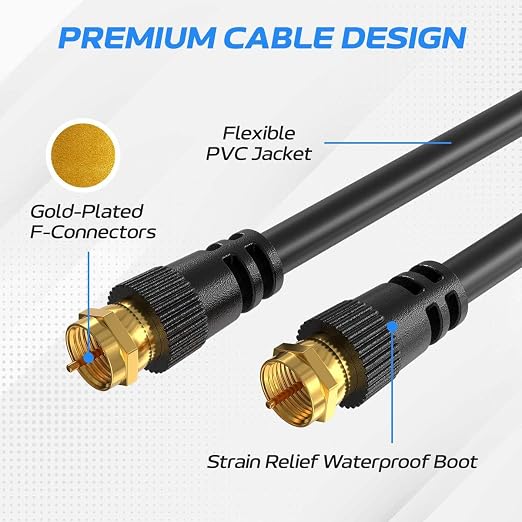 Cables Direct Online Coaxial Cable 75FT Black Coax RG6 Male F Type Extension - Image 3
