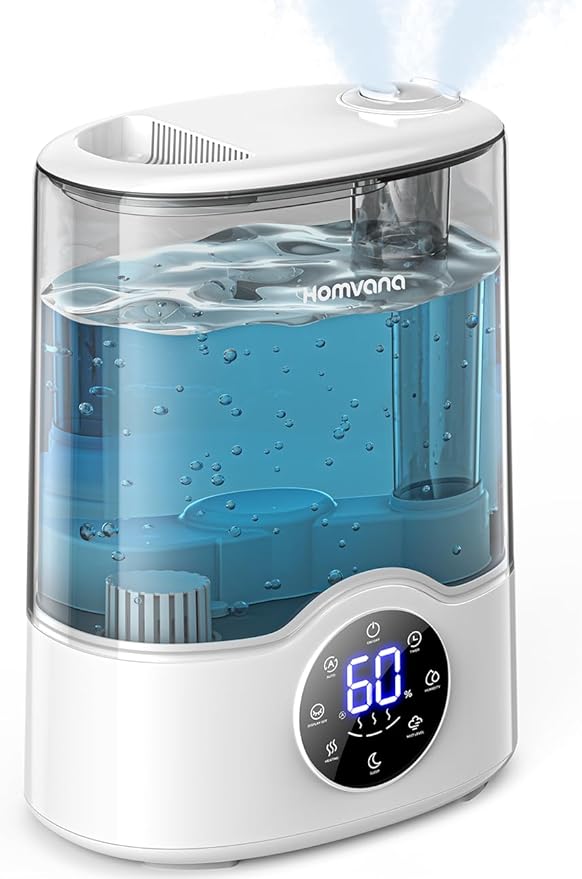 Homvana Humidifier Large Room, 7L (807ft²) Smart Warm and Cool Mist, Top-Fill Humidifiers for Bedroom Baby Nursery Grow Tent, Auto Adapt Mist Quick Air Humidity Indoor, Easy to Clean, Quiet, Diffusers by Homvana