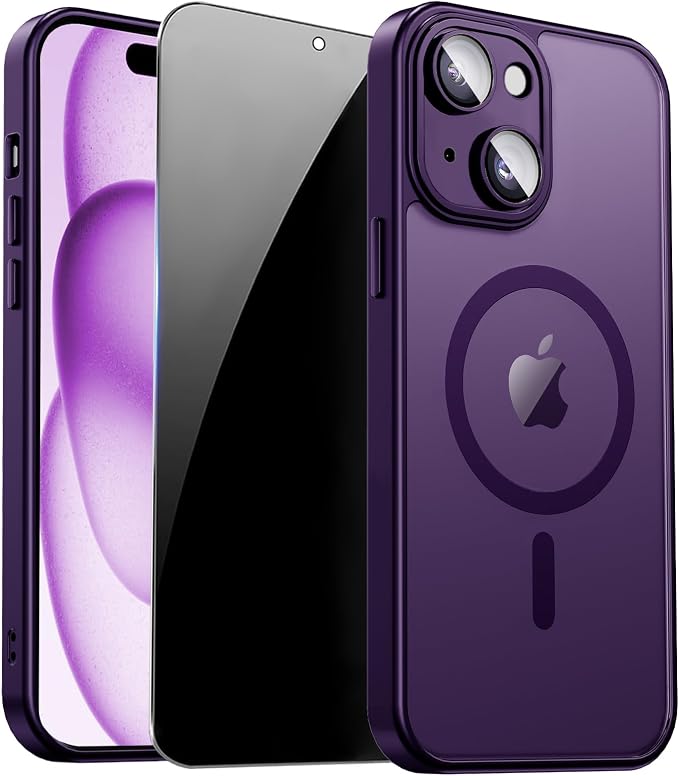 for iPhone 15 Plus Case with Privacy Screen Protector and Camera Protection by ZOZDOKG