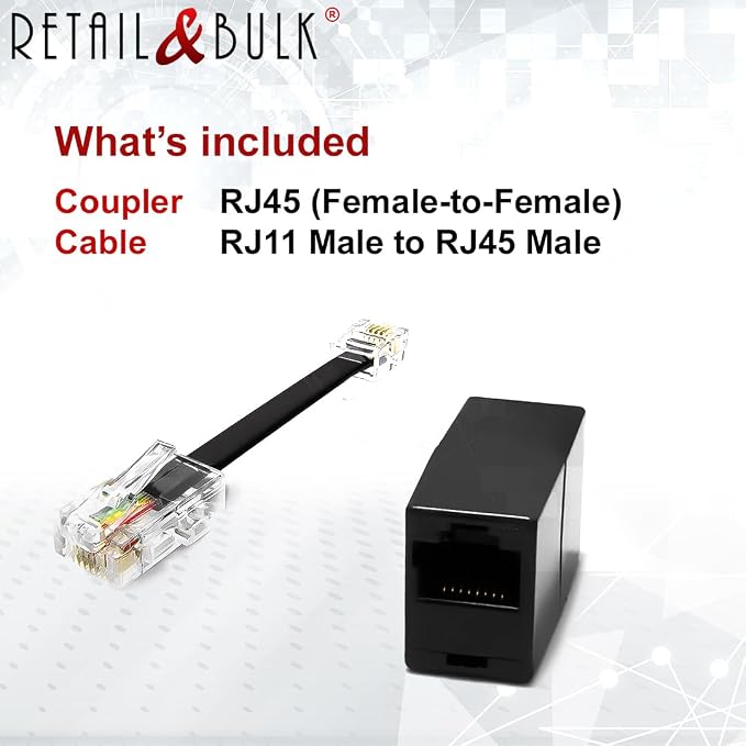 1-Pack RJ11 to RJ45 Adapter Phone Line to Ethernet – RJ45 Female to RJ11 Male - Image 4