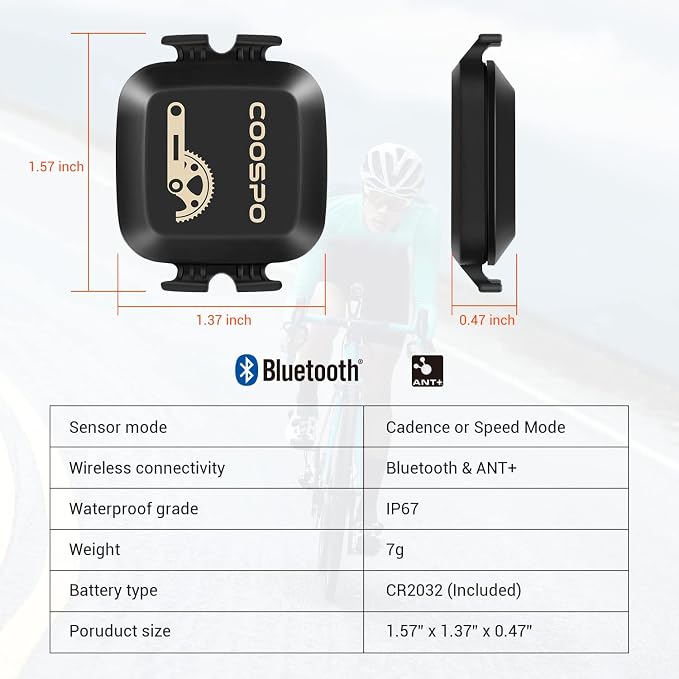 COOSPO Cadence & Speed Sensor for Cycling, Wireless Bluetooth & ANT+ Bike RPM - Image 6
