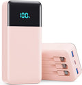Portable Charger 50800mAh Power Bank with 3 Built in Cables,25W PD QC4.0 Fast Charging USB C Battery Pack,6 Outputs 2 Inputs Travel Essentials Phone Charger for iPhone 17/16/15,Google,Android,Pink by AONIMI