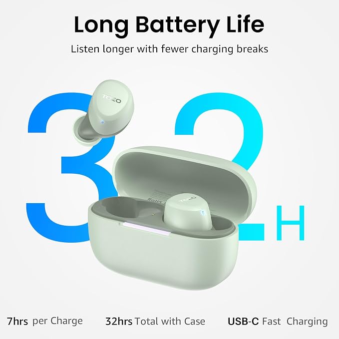 TOZO A1 Wireless Earbuds Bluetooth 5.3 Light Weight in Ear Headphones | IPX5 Waterproof, 2 Mics for AI Calls, Immersive Premium Sound Bass Ear buds with Charging Case, 32 Presets EQ via TOZO App - Image 4