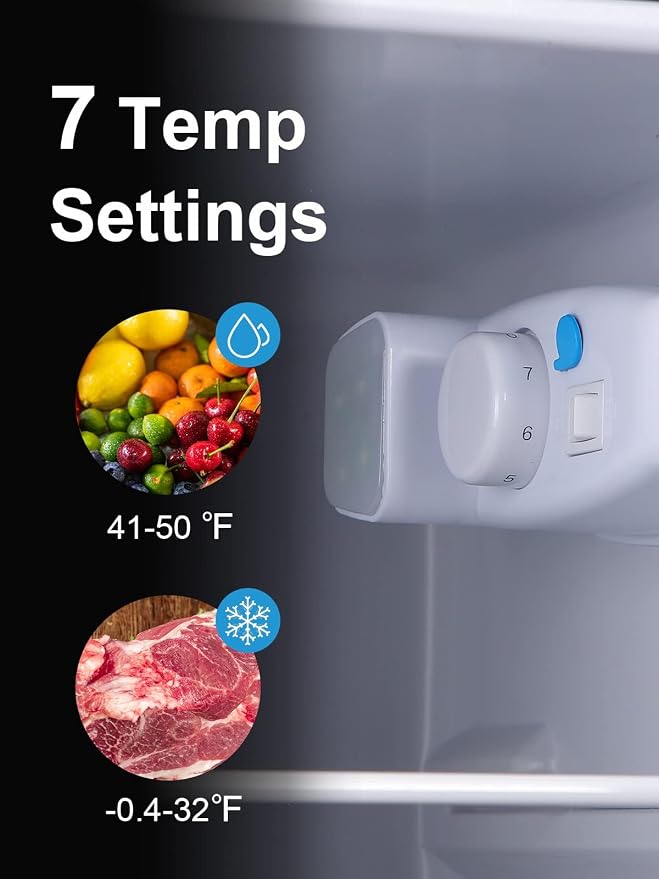 Refrigerator with Freezer 3.5 Cu.Ft Top-Freezer Compact Refrigerator Black | 7 Level Adjustable Thermostat Control, 2 Door ,Low noise,Low Power Consumption - Image 4
