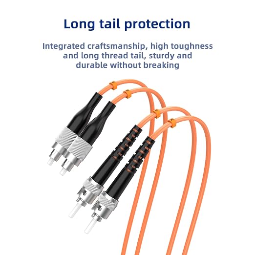 OM1 FC to ST Fiber Optic Cable, 0.6M/1.96FT Multimode Duplex 62.5/125µm Fiber - Image 5