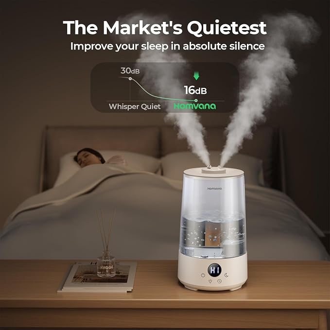 Homvana Humidifiers for Bedroom Home, 3.6 L Cool Mist Top-Fill 34H Super Long Time, Quiet 23dB, Baby Humidifier, Oil Diffuser for Large Room, House, Plant, Nursery, BPA FREE, Ultrasonic (Transparent) - Image 4