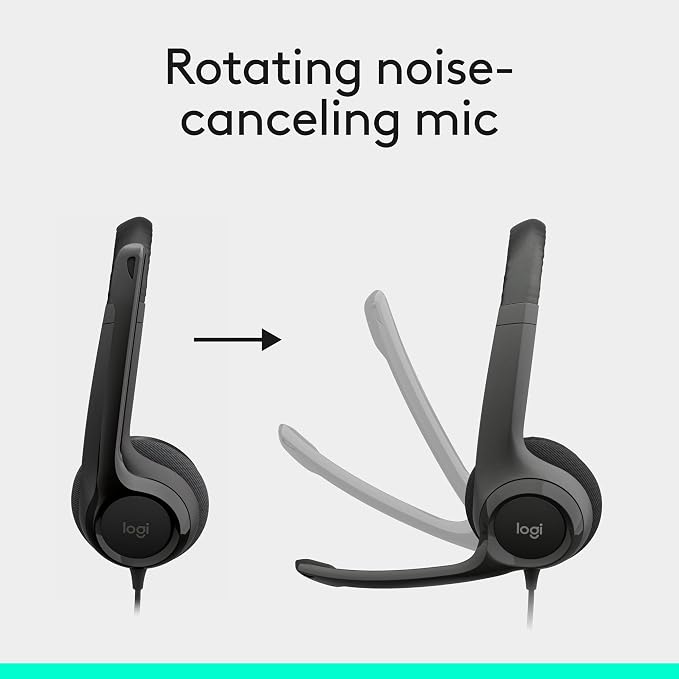 Logitech H390 Wired Headset PC/Laptop Stereo Headphones - Black | For PC/Laptop, stereo headphones, microphone, in-line controls, works with Chromebook - Image 3