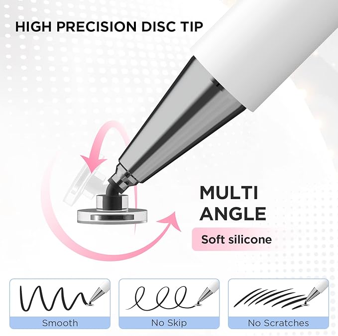 Stylus Pen for Touch Screens, Disc Tip & Magnet Cap Styli Pencil Compatible - Image 5