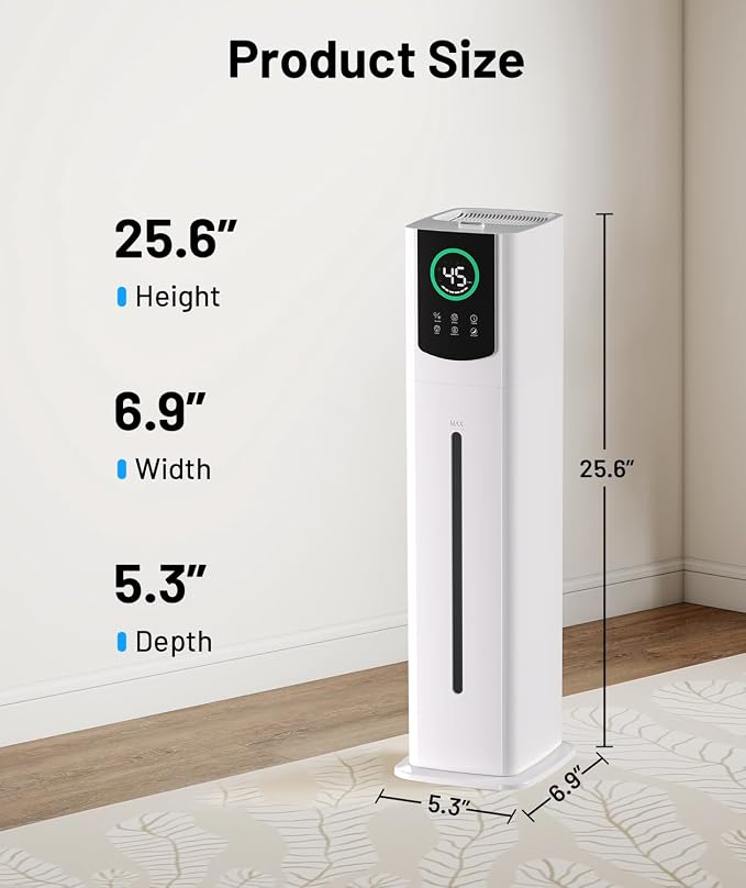 AreShark 2.4 Gal/9L Humidifier for Bedroom, Large Room 500ft², Cool Mist Air Humidifiers with 75H Runtime, Humidity Setting, Easy to Clean, Top Fill, 30dB Quiet, for Plants, Adults, Nursery, Kids - Image 8