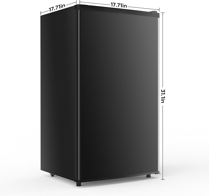 NEWBULIG Mini Fridge with Freezer 3.2 Cu.Ft Small Refrigerator for Office, Dorm, Small Fridge with Adjustable Thermostat, Energy Saving, Singel Door, Black - Image 2