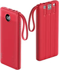 VRURC Portable Charger, 10000mAh Power Bank Built in Cables for iPhone, Slim Compact Travel Essential, 5 Outputs 2 Inputs USB C Battery Pack for iPhone 17 16 15 14 13, Samsung, Android etc-Magenta by Home