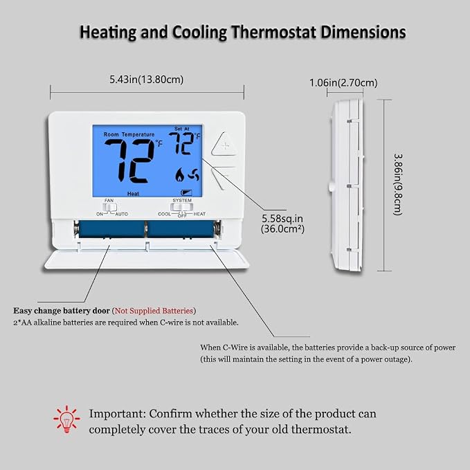 NonProgrammable Thermostat for House, Digital Energy-Saving Thermostat - Image 6