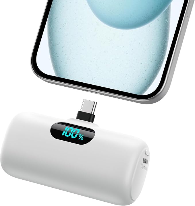 Mini Portable Charger USB C Power Bank,Upgraded 5000mAh PD Fast Charging Battery Pack Built-in USB-C Connector Travel Essential for iPhone17/17Pro/17Pro Max/Air/16 Plus/16Pro Max/15 Series,Android etc by HETP