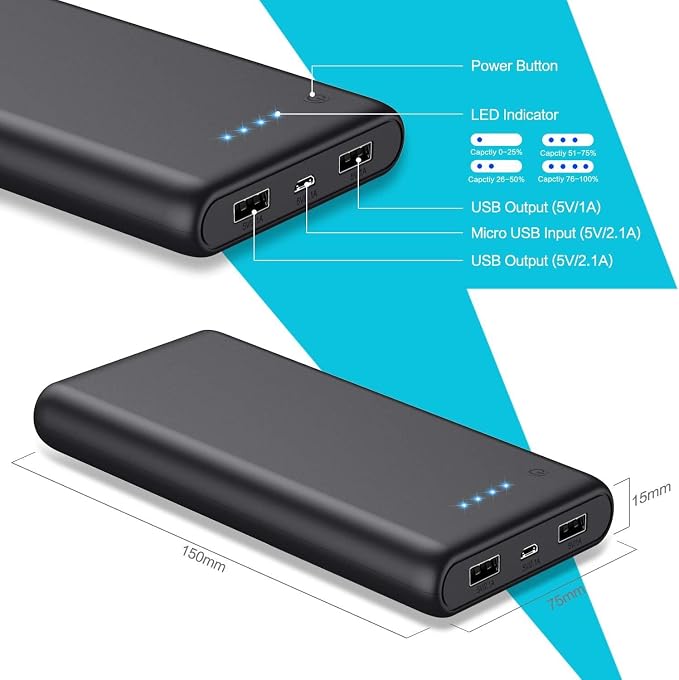 Portable Charger Power Bank 26800mah,Ultra-High Capacity Safer External Cell Phone Battery Pack,2 USB Output High Speed Charging Power bank Compatible with iPhone 17/16/15/14/13 Galaxy Android LG etc - Image 7
