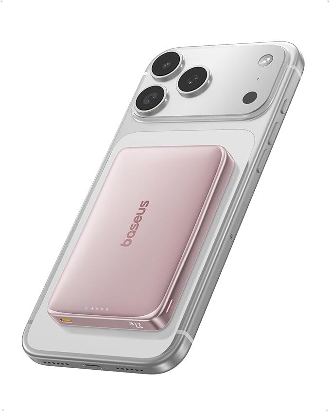 Baseus Picogo Power Bank, 0.5" Ultra Slim 10000mAh MagSafe Portable Charger, 27W Fast Charging Magnetic Battery Pack, Upgraded Polished Alloy Wireless Charger for iPhone 17 Pro Max/Air/16/15/14/13/12 by Baseus