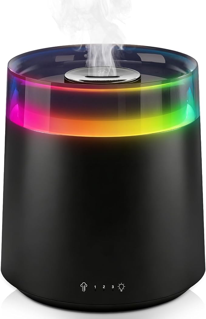 Humidifiers for Bedroom Home,3L Top Fill Cool Mist Humidifier for Baby Nursery,Essential Oil Diffuser for Large Room,3 in 1 Quiet Ultrasonic Humidifier for,Office,Plant,Nursery,BPA FREE(Black) by HEEYCEMUS