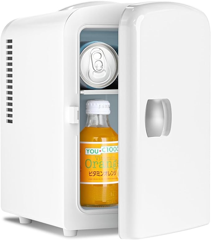 Antarctic Star Compact Refrigerator, Portable Mini Fridge, Skin Care 4L Capacity/6 Cans, for Bedroom, Car, Office & Dorm, Small Cooler for Cosmetics, Beverage and Food, White by AntarcticStar