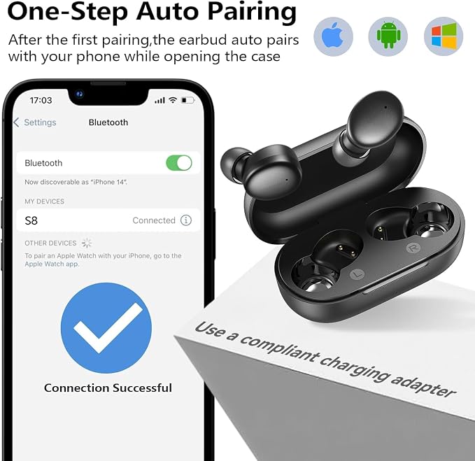 kurdene Wireless Earbuds Bluetooth 5.3 Light Weight in Ear Headphones | Premium Sound Bass Ear buds with Charging Case,Smart Touch Control,Built in Mics Headset,Clear Calls for Sports Workout - Image 3