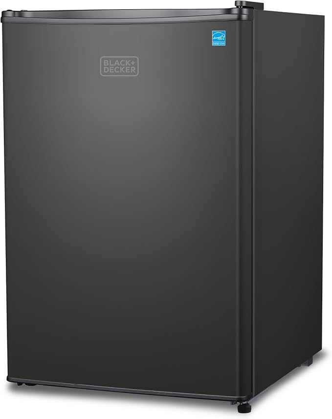 BLACK+DECKER 2.5 Cu. Ft. Compact Refrigerator, Energy Star, BCRK25B, Black | Energy Star Certified, Single Door Mini Fridge with Chiller Compartment, Personal Fridge for Home or Dorm, R600a Refrigerant by Unknown