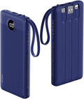 VRURC Portable Charger for iPhone, USB C Power Bank 10000mAh, Slim Travel Battery Pack with Built in Cables, 5 Outputs 2 Input Portable Phone Charger for iPhone 17 16 15 14 13, Samsung, Android-Navy by Home