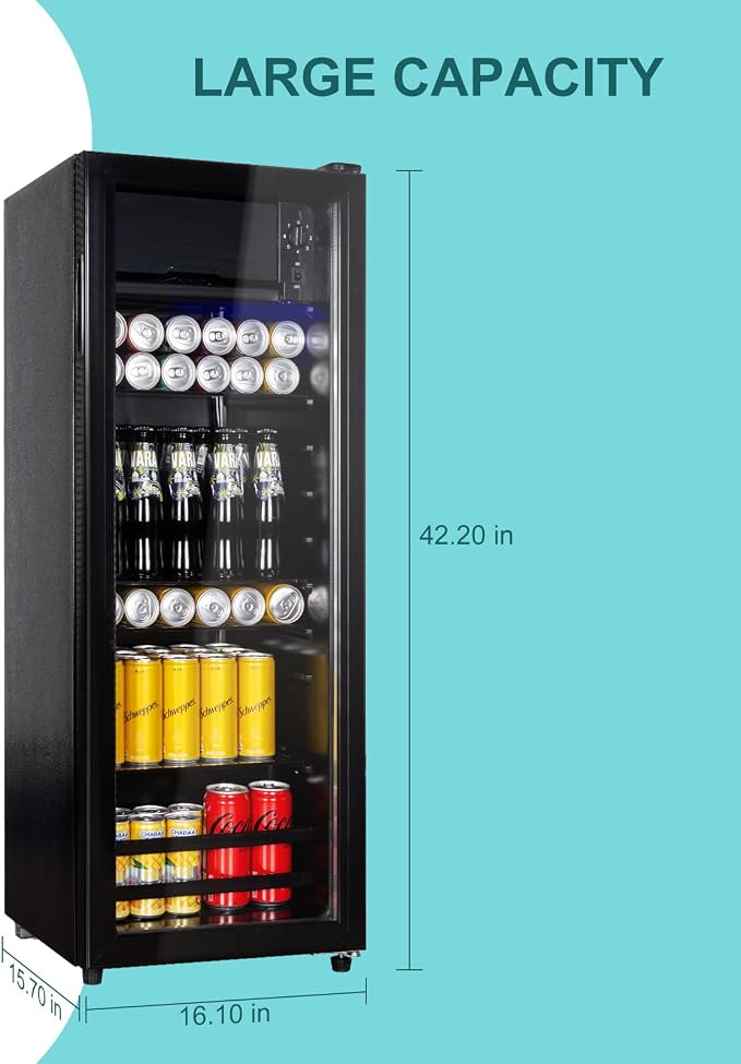 Cucina Magica 4.8 Cu.Ft Beverage Refrigerator, 155 Can Mini Fridge with Freeze with Glass Door, Adjustable Shelves, Drink Fridge, Suitable for Soda, Beer, Essential for Home/Bar - Image 6