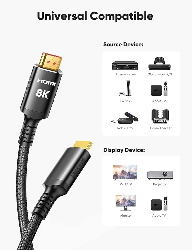 Snowkids 150FT/45M Long 8K HDMI Fiber Optic Cable 2.1, Unidirectional 48Gbps - Image 8