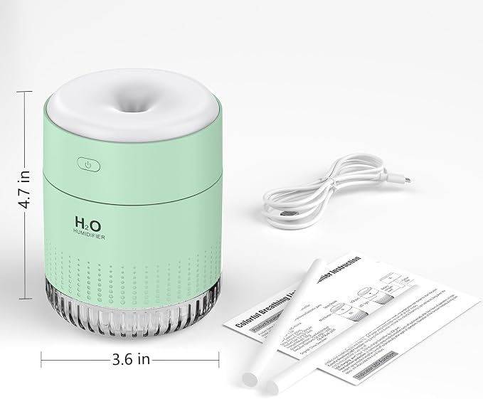 Small Humidifiers for Bedroom 350ml Mini Portable Humidifier for Travel Plants Humidifier, Humidificador for Bedroom Plants Travel Office Desk Car Light Green - Image 9