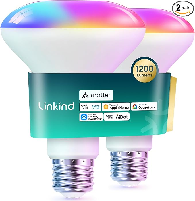 Linkind Matter Smart Light Bulb, 1200LM 85W BR30 Smart Flood Light Bulbs Work by Linkind