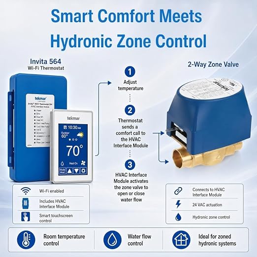tekmar Invita Wi-Fi Thermostat | 2-Wire, Energy Star Approved, 2-Stage Cool - Image 10