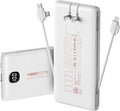 Portable Charger Power Bank Built in Cables and Wall Plug, 10000mAh iPhone Battery Pack Fast Charging, USB C External Slim Power Bank, Travel Essentials Compatible with iPhone 17 16 15 14 iPad, White by VEEKTOMX