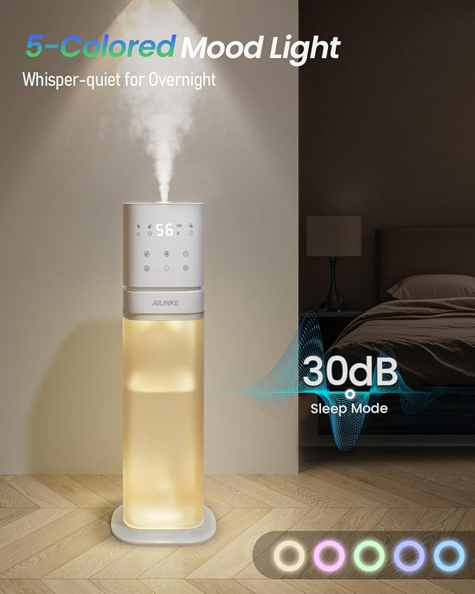 Smart Humidifier Large Room, 2.1Gal/8L Humidifiers for Bedroom with Extended Tube&Night Light, Whole House Cool Mist Humidifiers, WIFI App&Voice Control, School/Office/Warehouse, White - Image 7