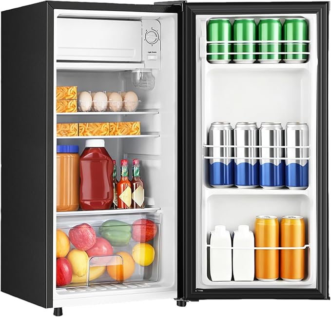 3.1 Cu.Ft Mini Fridge with Freezer, Single Door Mini Refrigerator, 5 Settings Temperature Adjustable, Compact Refrigerator for Apartment,Dorm, Office, Bedroom by HAILANG