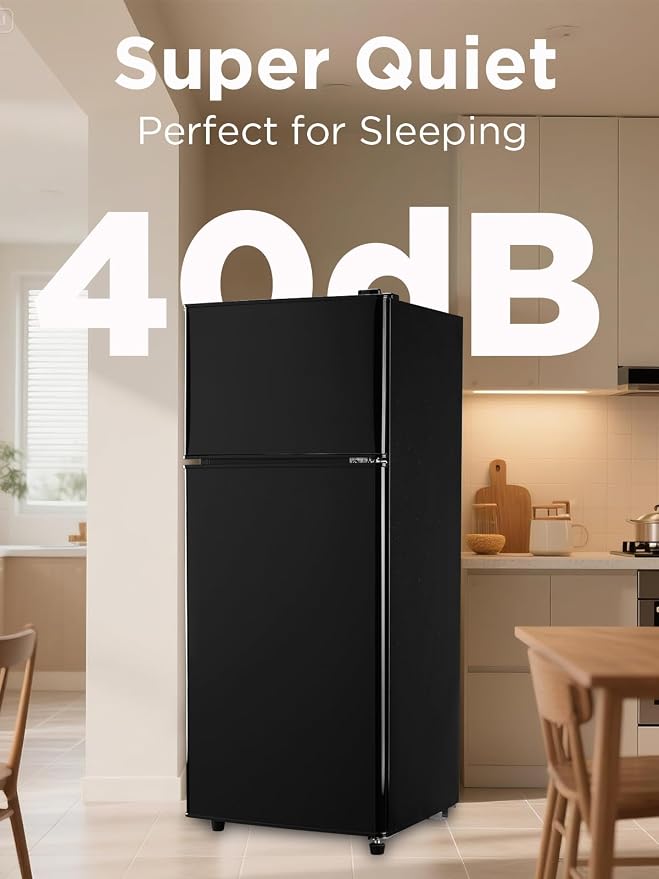 F.W.WOOLWORTHS 3.8 Cu.Ft Refrigerator with Freezer | Compact Fridge with 2 Doors for Office, Kitchen, Dorm and Bedroom, 7 Level Temp Adjustable Thermostat, Black - Image 5