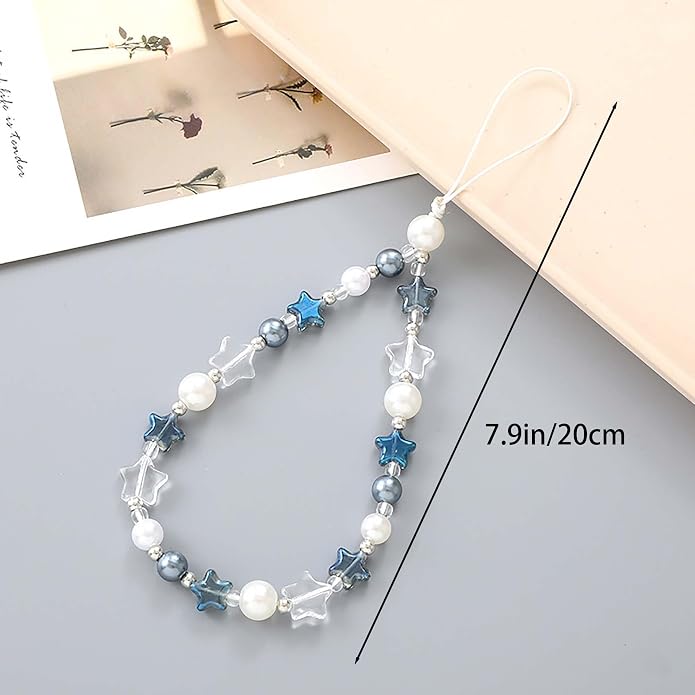 Beaded Phone Charm Lanyard Strap Girly Style Fixed Beads Pearl Lanyards - Image 5