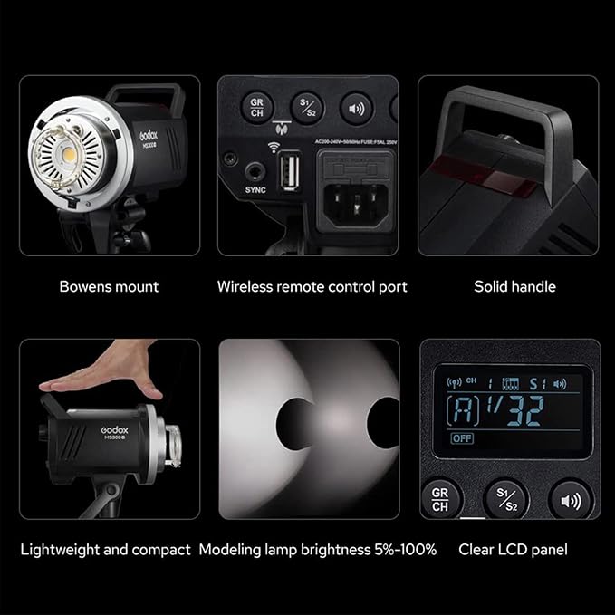 Godox MS300V 300W Studio Strobe Light Kit, 2.4G Bowens Mount Photography Light - Image 8