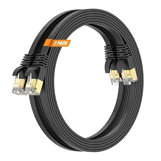 Cat7 20FT Ethernet Cable Flat-Black-10Gbps-600Mhz Internet Network Cord - Image 9
