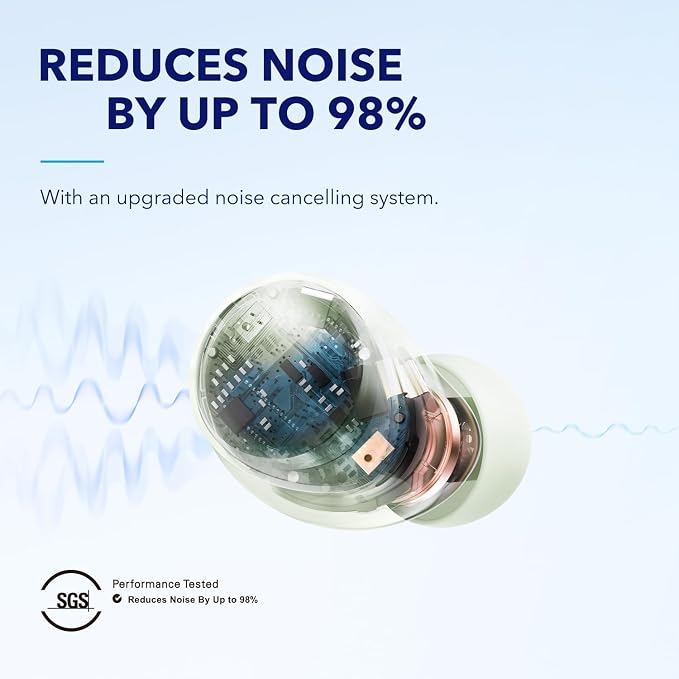 Soundcore by Anker Space A40 Adaptive Active Noise Cancelling Earbuds | Reduce Noise by Up to 98%, Ultra Long 50H Playtime, 10H Single Playtime, Hi-Res Sound, Comfortable Fit, Wireless Charge - Image 2