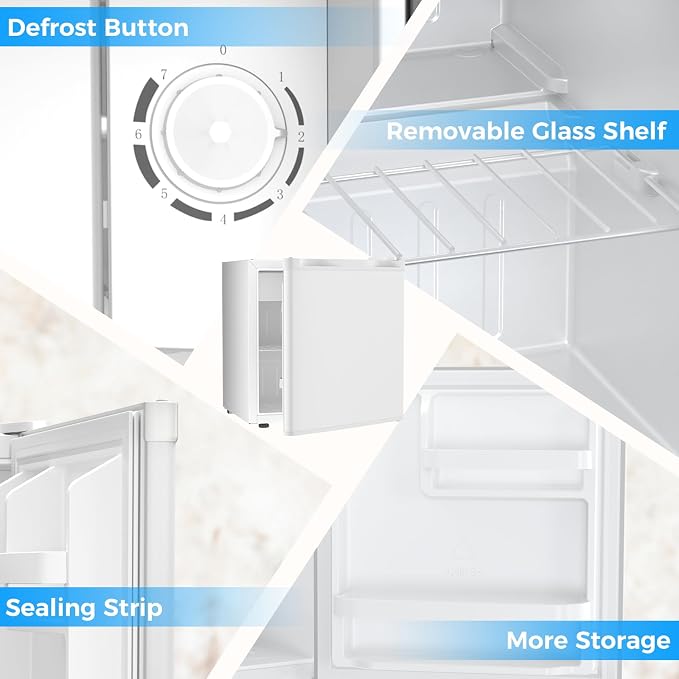 Antarctic Star Mini Fridge Compact Refrigerator with Freezer, Single Reversible Door, Dorm Fridge, Wire Shelf, Defrost Button, for Bedroom, Office, Garage, 1.7 Cu. Ft, White - Image 6