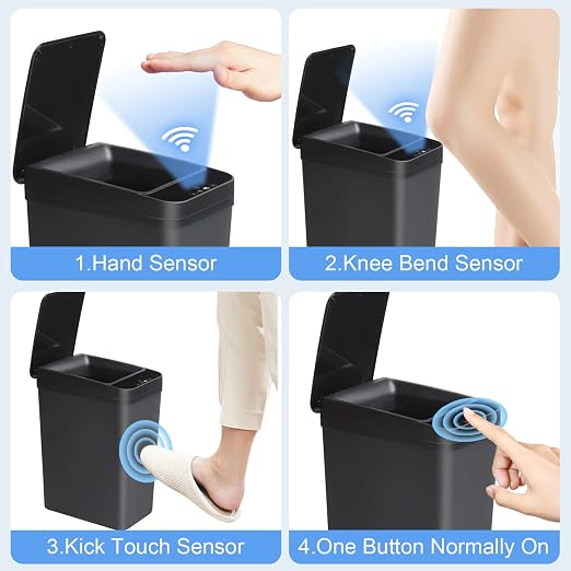 Anborry Bathroom Automatic Trash Can 2 Pack 2.2 Gal & 4 Gal Touchless Motion - Image 6