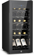 Feelfunn 18 Bottle Wine Cooler Refrigerator - Small Wine Fridge with Glass Door & Digital Temperature Control, Freestanding Wine Refrigerator for Red, White, Champagne or Sparkling Wine, Black by Feelfunn